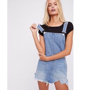 Free People Denim Skirt Jumper Overalls